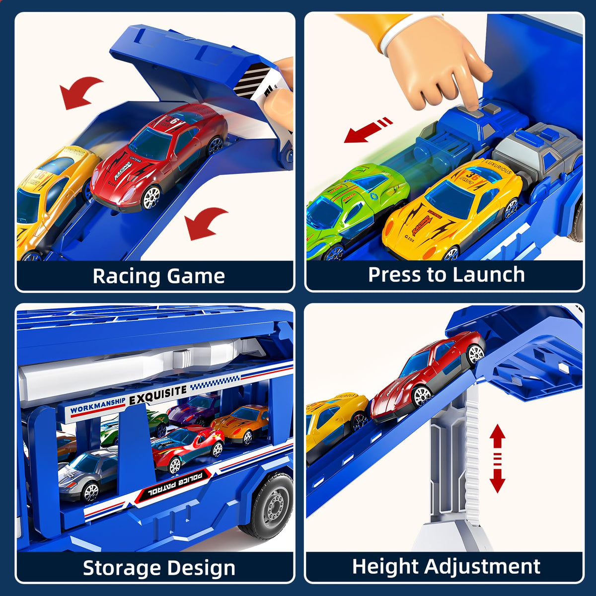 Transport Truck Toy for Kids, Transport Vehicle with Double Race Ramp Track 🍁 All In One Marketplace Canada