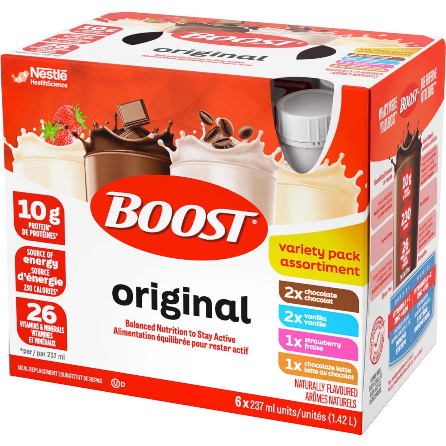BOOST Original Complete Nutrition Meal Replacement Drink, Variety Pack (6x237ml), Case of 4