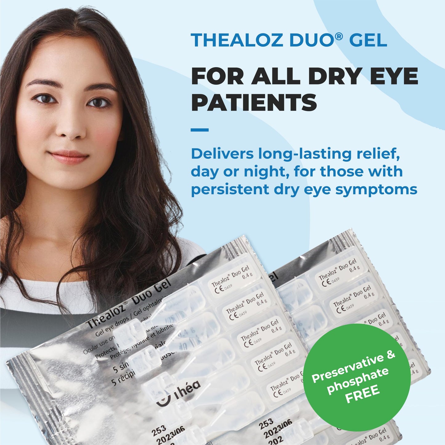 Thealoz Duo Gel - Clinically Proven Hydration for Dry Eyes w/Hyaluronic Acid & Trehalose, Lubricating Gel-Persistent Dryness, Stabilizes Tear Film for 6 Hrs-Contact Lens Wearers-Single-Use 30 Vials - Available at All In One Marketplace Canada