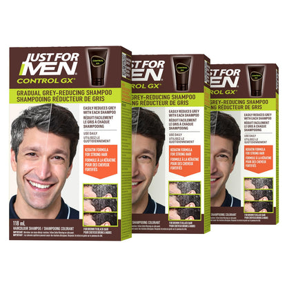Just For Men Control GX Grey Reducing Shampoo, Gradual Hair Color for Men, Stronger and Healthier Hair, 118ml - Pack of 3 🍁 All In One Marketplace Canada
