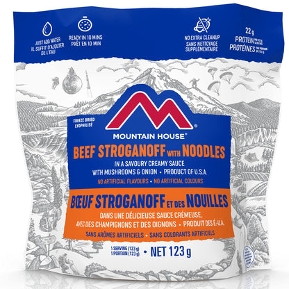 Mountain House Beef Stroganoff, Freeze Dried Emergency Food, Single Pouch Mountain House