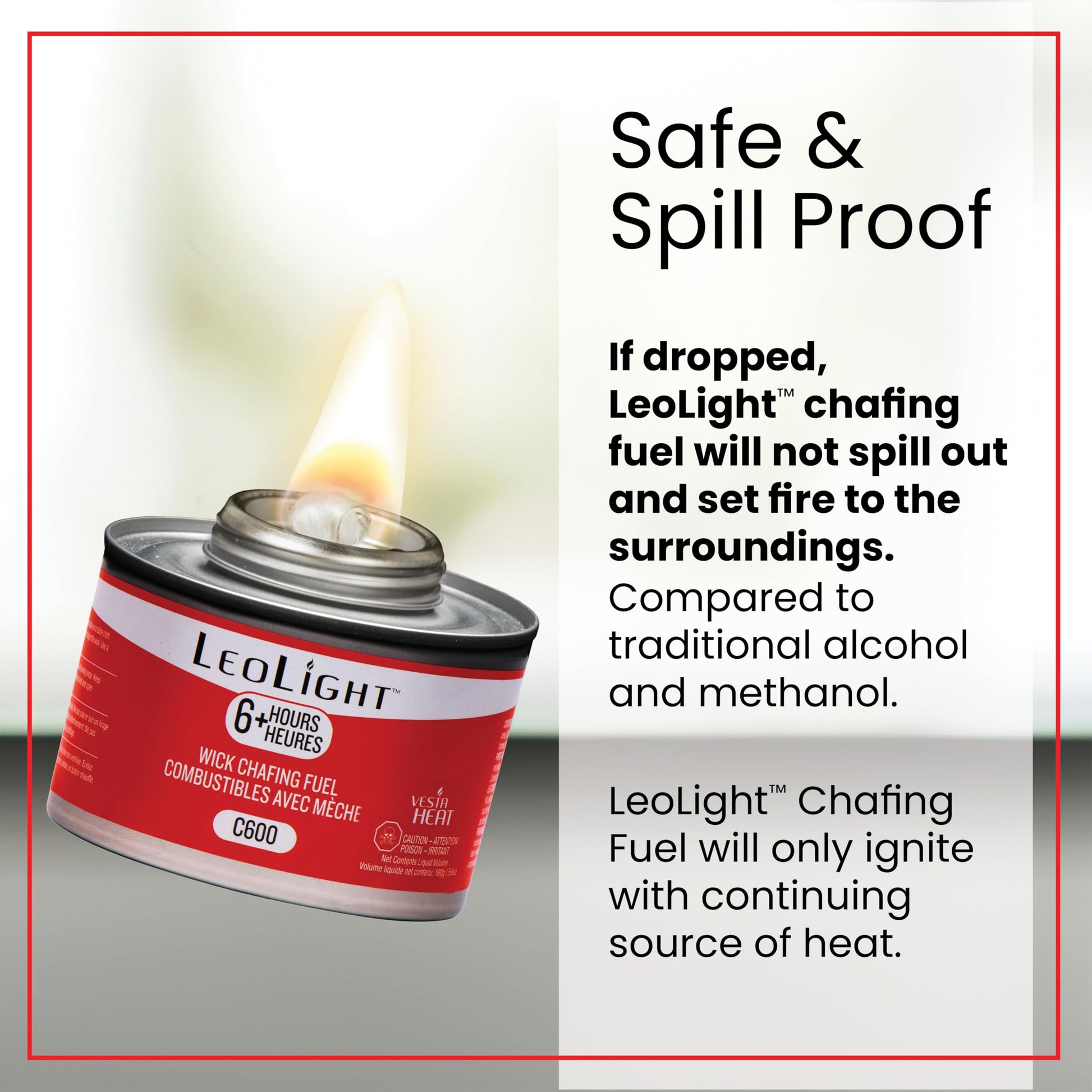 6 Pack Chafing Fuel 6 Hour Burn – Odorless, Smokeless & Spill-Proof Wick, 7.8oz Food Warmer Fuel for Chafing Dish Buffet Set & Catering Use, LeoLight - Available at All In One Marketplace Canada