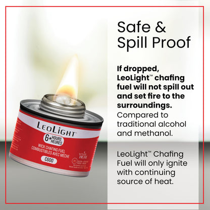6 Pack Chafing Fuel 6 Hour Burn – Odorless, Smokeless & Spill-Proof Wick, 7.8oz Food Warmer Fuel for Chafing Dish Buffet Set & Catering Use, LeoLight - Available at All In One Marketplace Canada