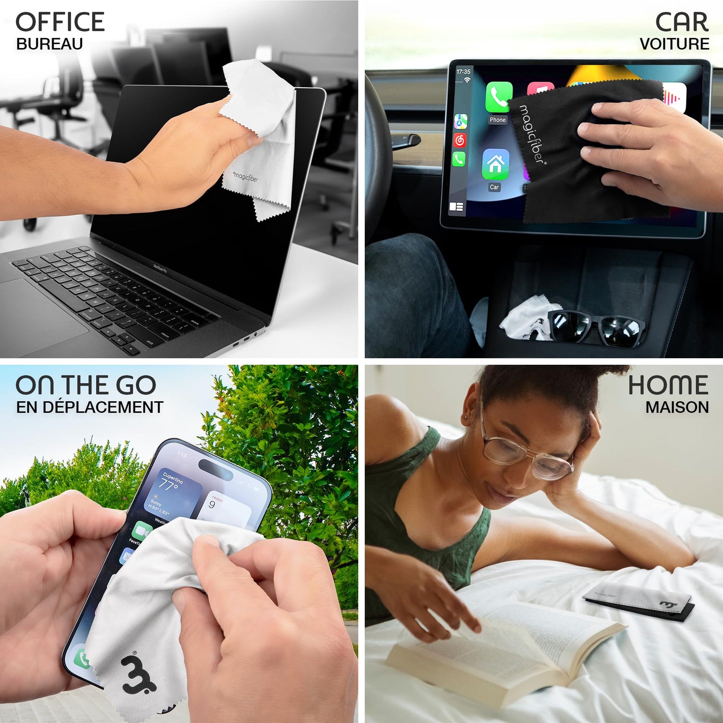 MagicFiber Microfiber Cleaning Cloths 6 Pack 6x7”- Premium Eye Glasses Cleaner for Lens and Screens I Scratch-Free Streak-Free Lint Free