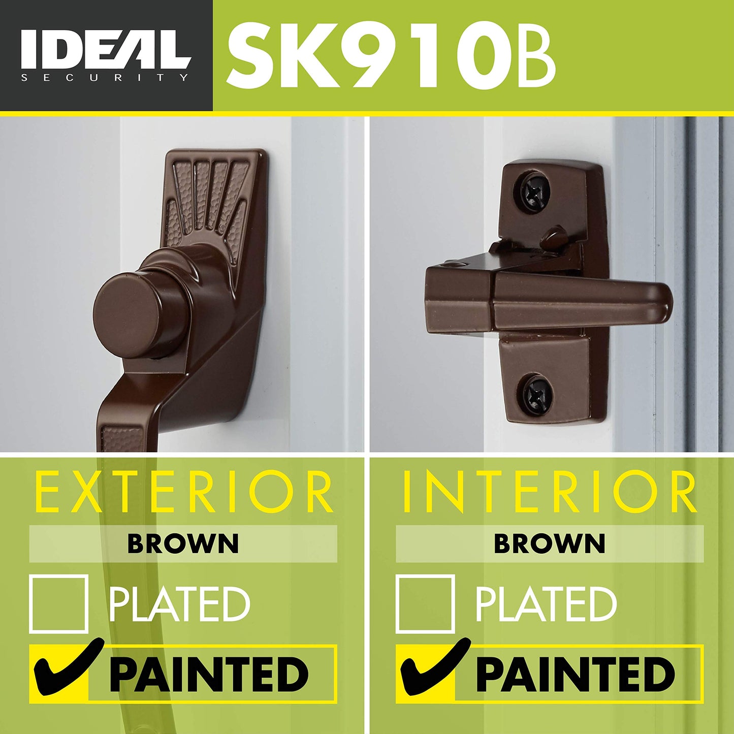 Ideal Security Model 910 Classic Push Button Handle with Latch for Storm Door and Screen Door, Brown Ideal Security