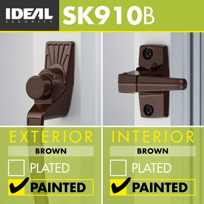 Ideal Security Model 910 Classic Push Button Handle with Latch for Storm Door and Screen Door, Brown Ideal Security