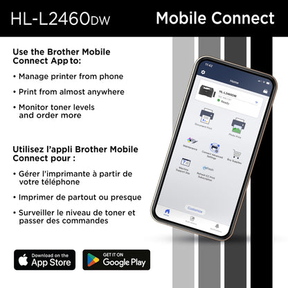 Brother HL-L2460DW Wireless Monochrome Laser Printer for Home Office –Duplex on Ink & Toner with a Refresh Subscription - Available at All In One Marketplace Canada