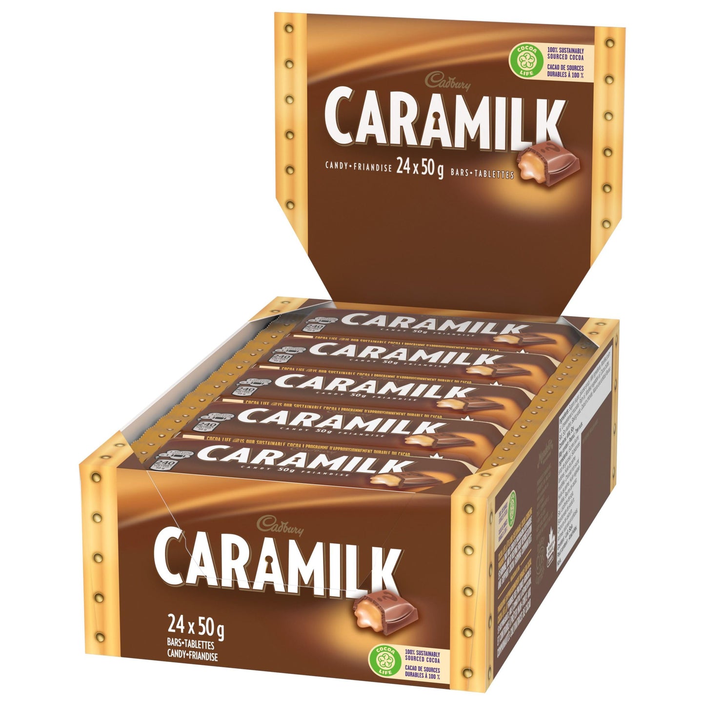Cadbury Caramilk Chocolate Bars, 50g Singles, Pack of 24 Individually Wrapped