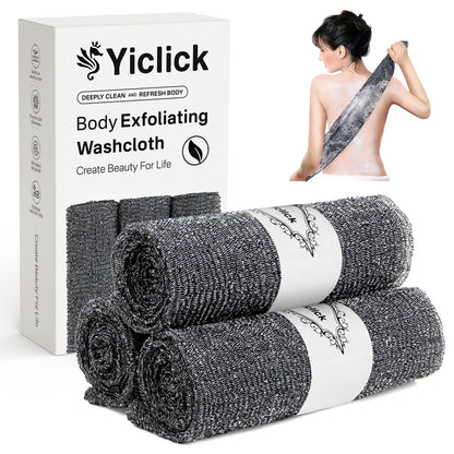 Yiclick Exfoliating Washcloth Towel, Exfoliating Body Scrubber, Back Scrubber Washer for Shower Bath, African Net Sponge Loofah Body Scrub Exfoliator, Exfoliating Cloth Brush Gloves for Women (Grey) - Available at All In One Marketplace Canada