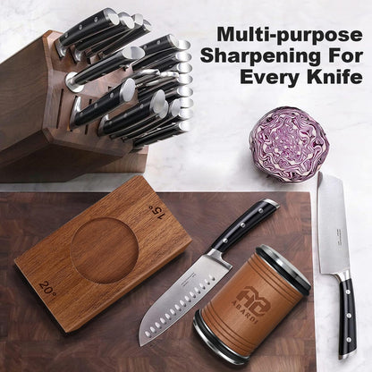 Abardi Rolling Knife Sharpener, Knife Sharpening with Diamonds Made Easy, Knife Sharpeners Kit with 15 & 20 Degree Magnetic Angle, Kitchen Gadgets Birthday Gifts for Men Dad Husband Fathers (Walnut) - Available at All In One Marketplace Canada