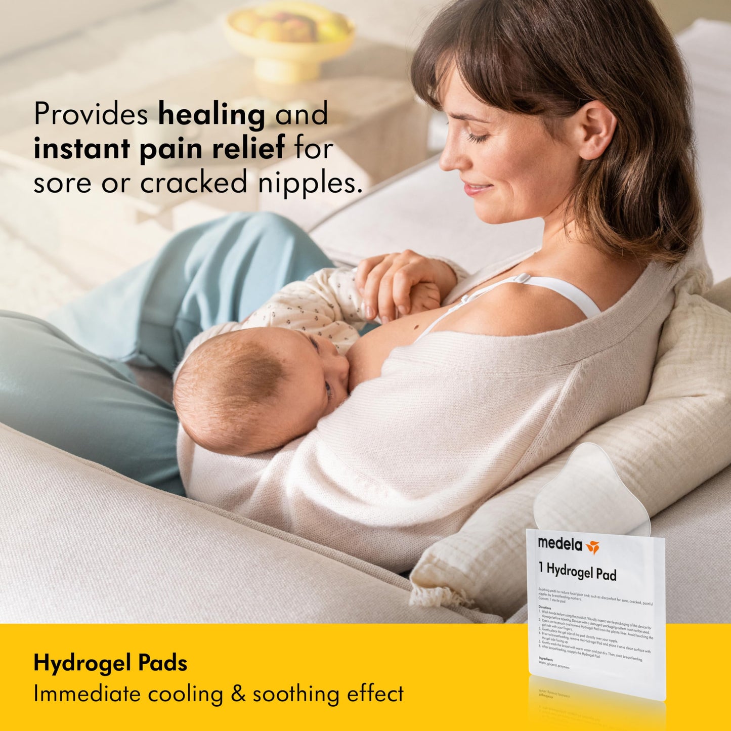 Medela Hydrogel Pads, Instant Pain Relief for Cracked or Sore Nipples from Breastfeeding and Pumping, Cooling Moisture Supports Natural Healing, Pack of 4 - Available at All In One Marketplace Canada