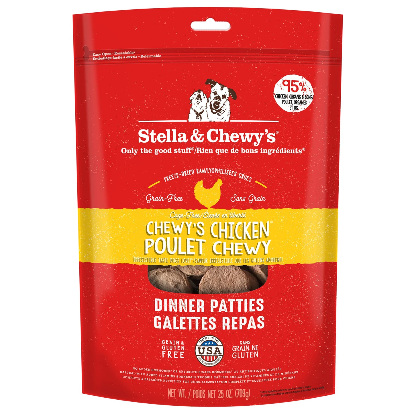 Stella & Chewy’s Freeze Dried Raw Dinner Patties – Grain Free Dog Food, Protein Rich Chewy’s Chicken Recipe – 708g Bag