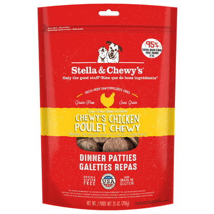 Stella & Chewy’s Freeze Dried Raw Dinner Patties – Grain Free Dog Food, Protein Rich Chewy’s Chicken Recipe – 708g Bag