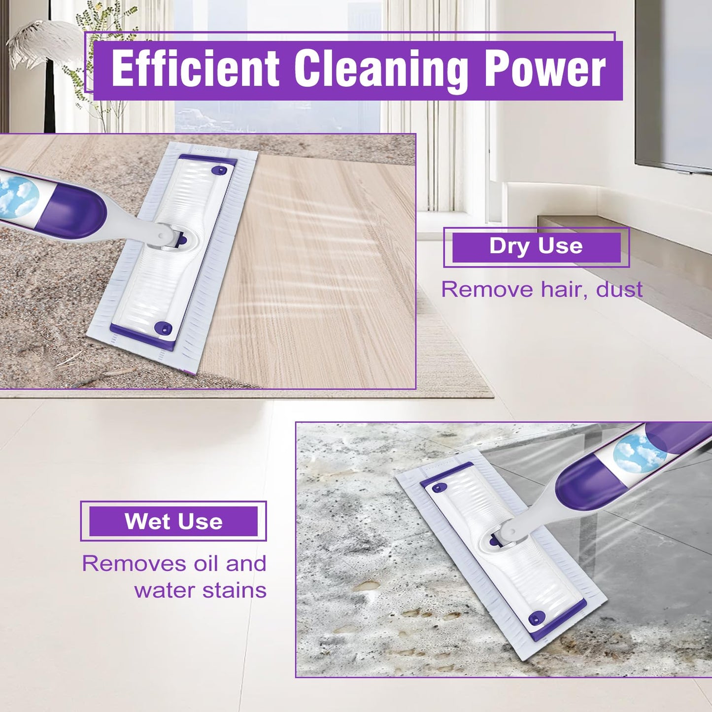 30 Pack Disposable Power Mop Refills Pads for Swiffer Power Mop,Spray Wet Pads Refill for Swiffer,Disposable Swifter Mopping Pads Refills for Multi-Surface Floor Cleaning (Purple-30) - Available at All In One Marketplace Canada