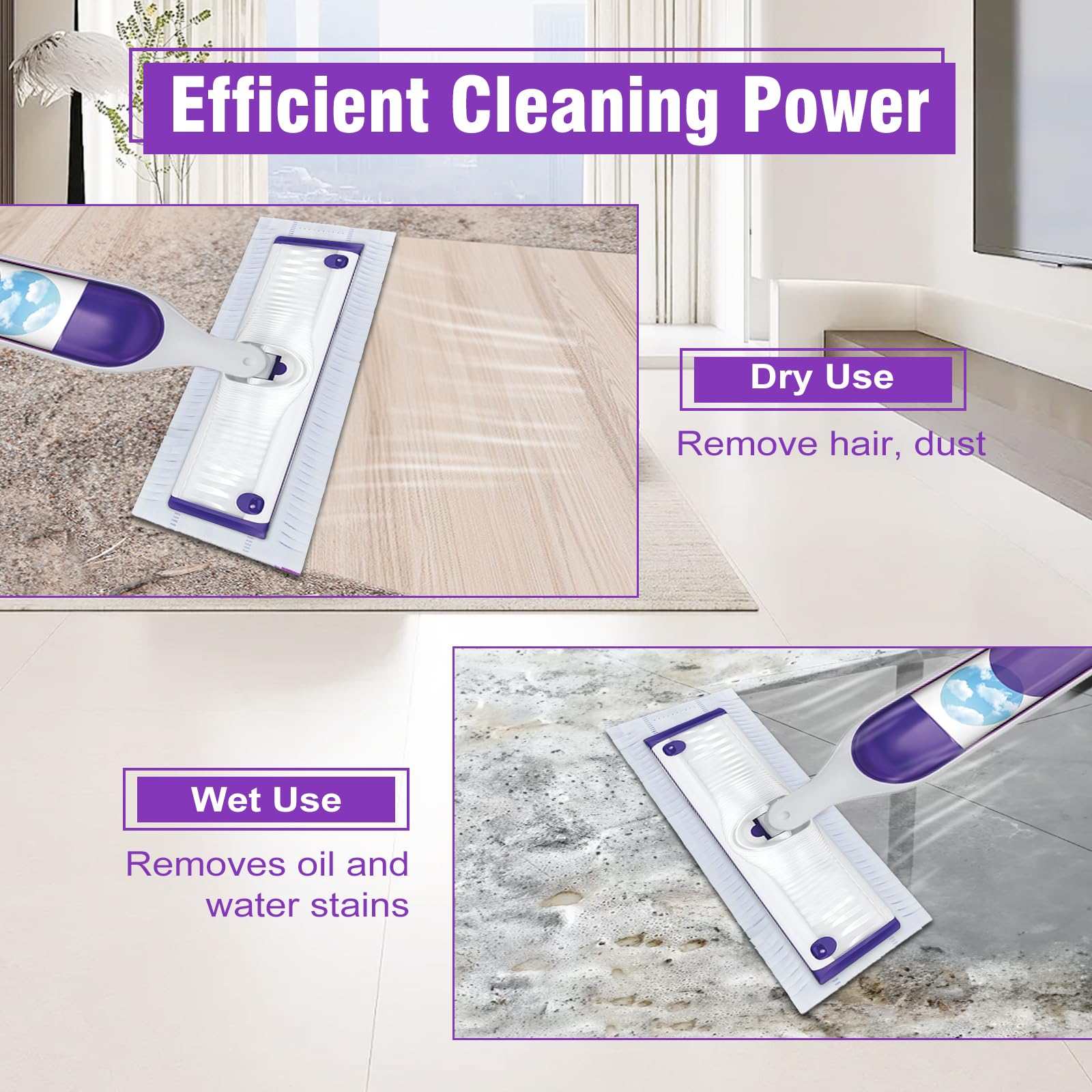 30 Pack Disposable Power Mop Refills Pads for Swiffer Power Mop,Spray Wet Pads Refill for Swiffer,Disposable Swifter Mopping Pads Refills for Multi-Surface Floor Cleaning (Purple-30) - Available at All In One Marketplace Canada