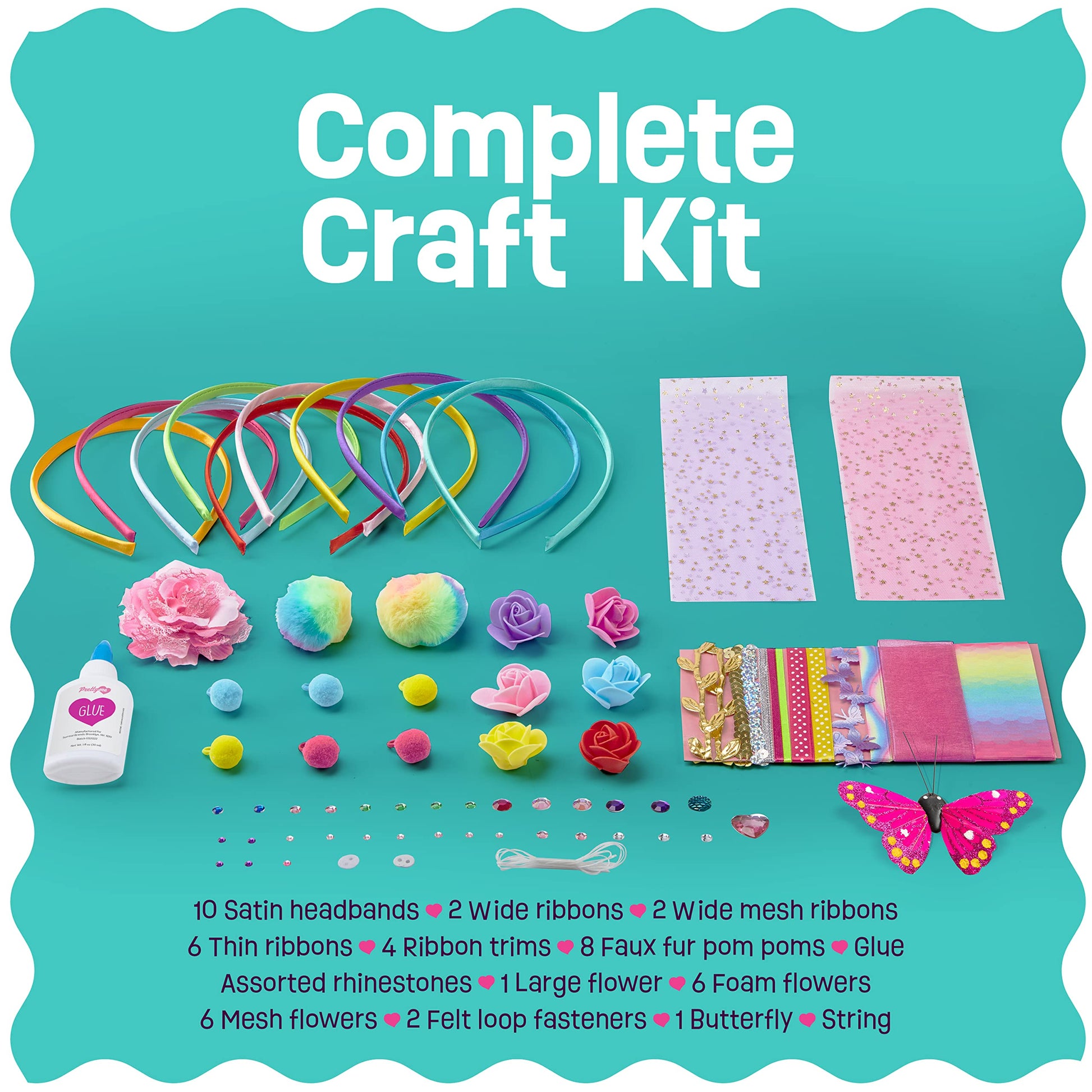 Headband Making Kit for Girls - Make Your Own Fashion Headbands for Kids - DIY Hair Accessories Set - Arts & Crafts Gift for Ages 5-12 Year Old Girl - Little Children's Art & Craft Gifts