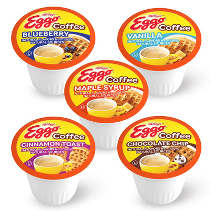 Eggo Waffle Flavored Coffee Pods Variety Pack - 40 Single-Serve K-Cup Compatible Pods (Chocolate Chip & Blueberry)