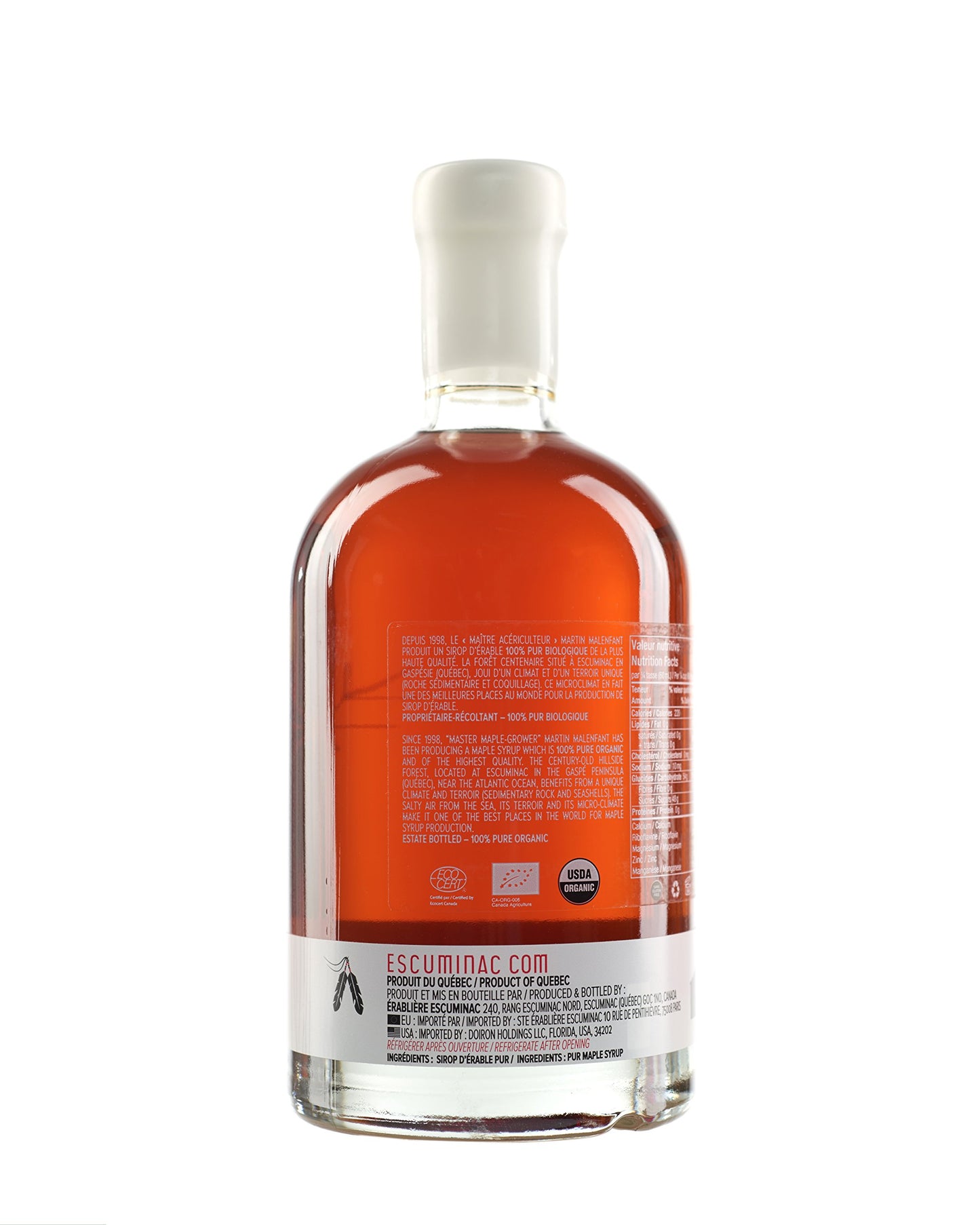 Escuminac Single Forest Maple Syrup – 500ml | Grade A Amber, Certified Organic, Pure Canadian
