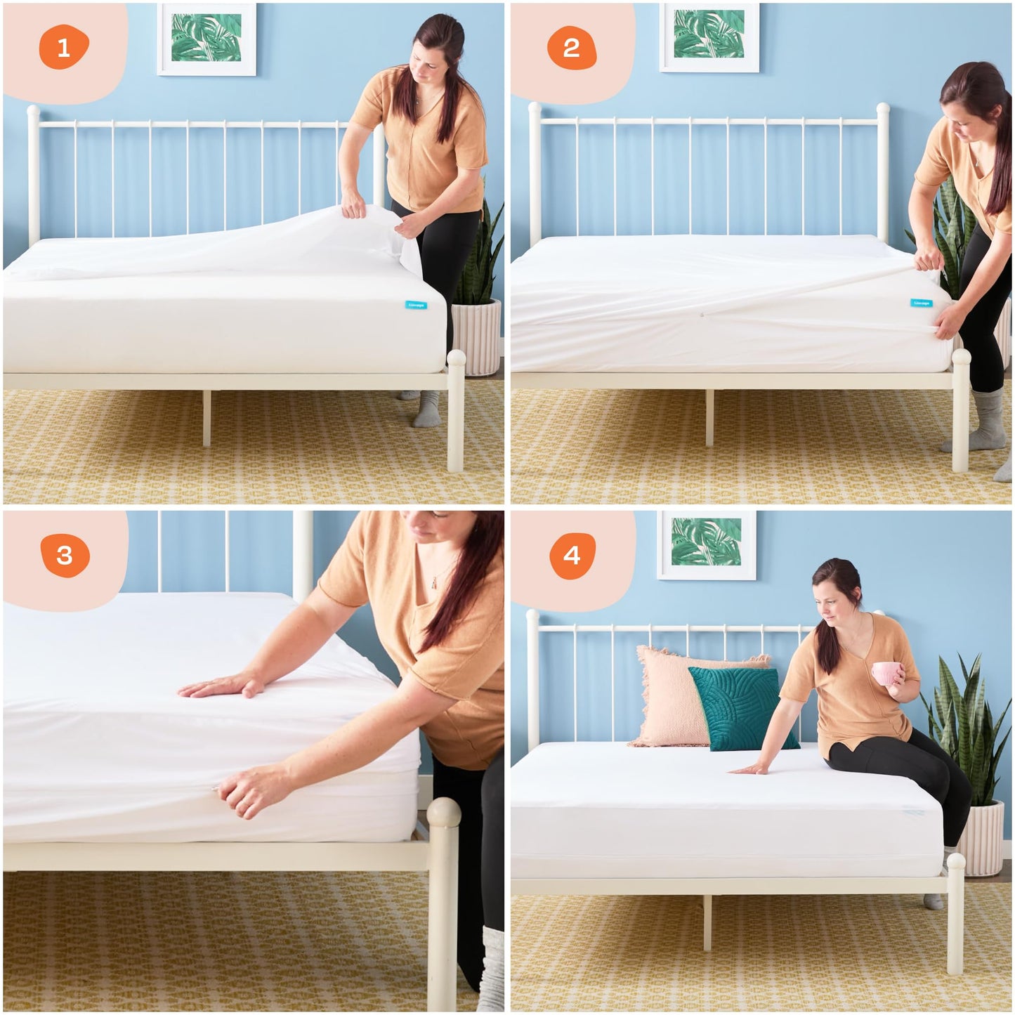 LINENSPA Zippered Encasement Waterproof, Dust Mite Proof, Bed Bug Proof, Hypoallergenic Breathable Mattress Protector - Full Size , White 🍁 All In One Marketplace Canada