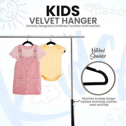 Utopia Home Baby Velvet Hangers 50 Pack, Non-Slip Baby Hangers for Kids, Infants & Toddler, Space Saving with 360-Degree Swivel Hook, Durable Small Clothes Hanger, (Black) - Available at All In One Marketplace Canada