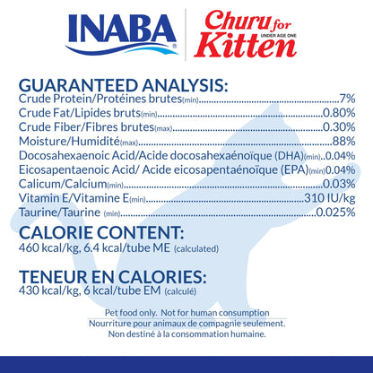 INABA Churu for Kittens, Creamy, Purée Lickable Cat Treats with DHA, EPA, Vitamin E & Taurine, 14 Grams Each, 24 Tubes (4 per Pack), Tuna Recipe 🍁 All In One Marketplace Canada