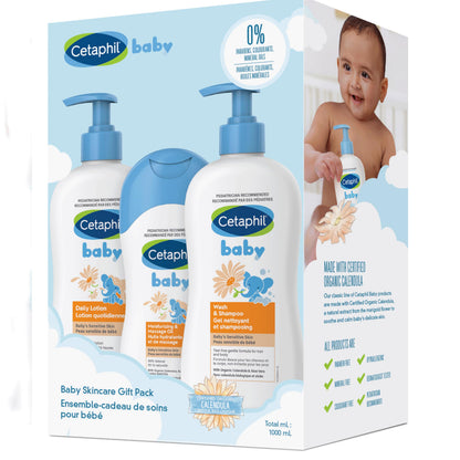 Cetaphil Baby Gift Pack, Newborn Skincare Essentials Set, Baby Lotion, Wash & Shampoo, Moisturizing Oil, Dermatologist Recommended, Paraben Free, 3 Count