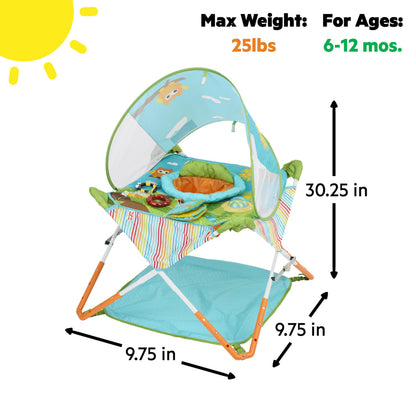 Bright Starts Pop 'N Jump Portable Activity Jumper, Indoor/Outdoor Use, Owl Forest with 4 Sensory Toys, Ages 6-12 Months Bright Starts