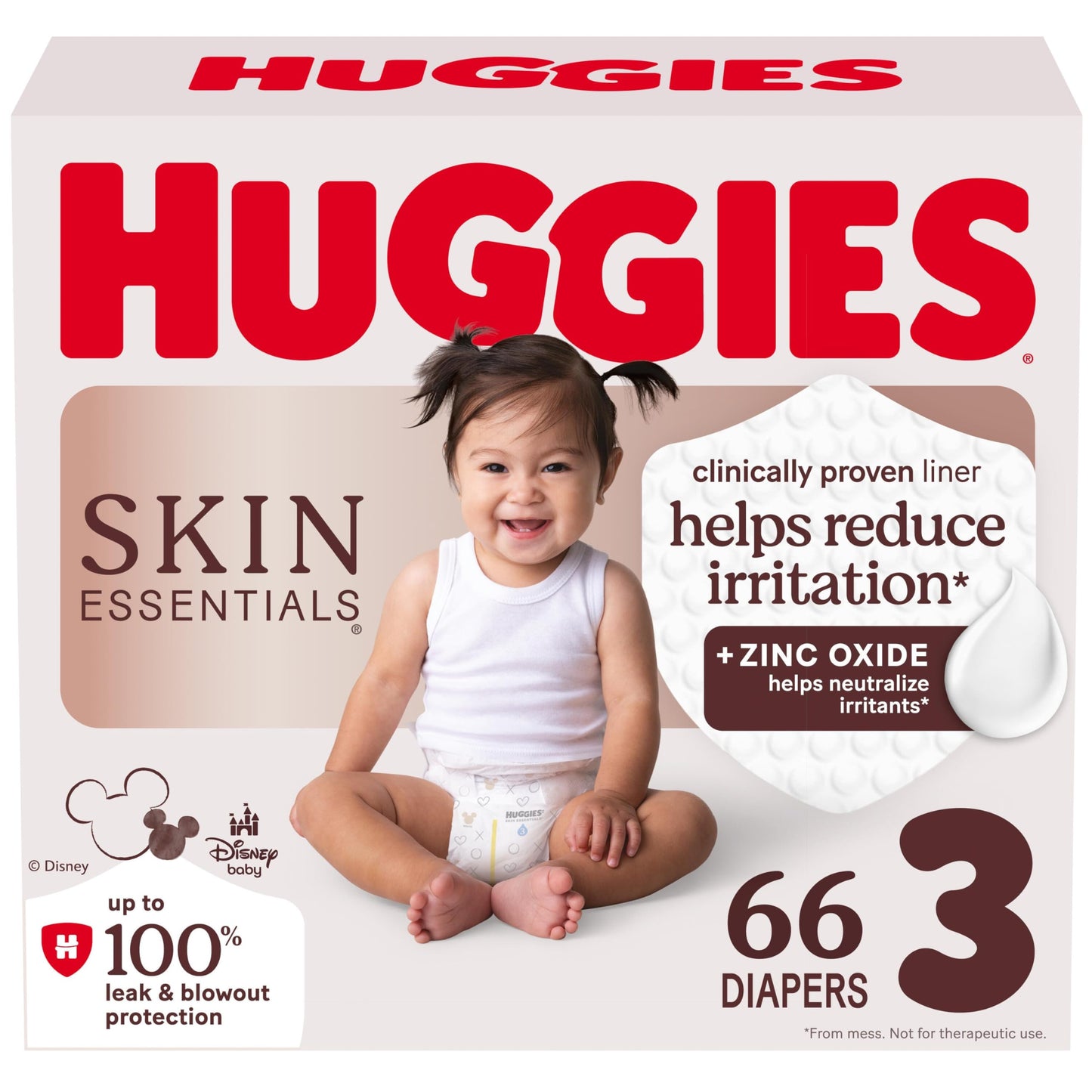 Huggies Size 3 Diapers, Skin Essentials Baby Diapers, Size 3 (16-28 lbs), 66 Count