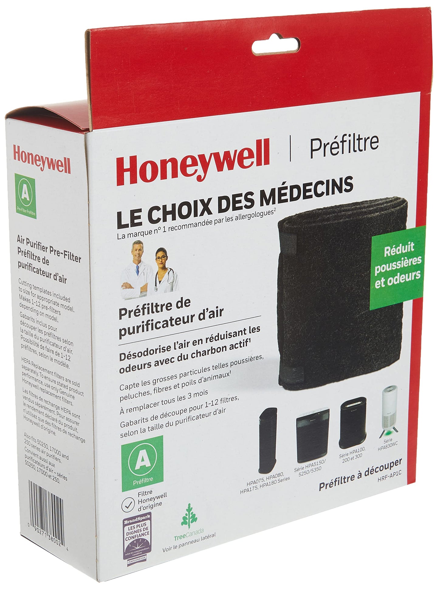 Honeywell HRF-AP1C Household Gas & Odour Reducing Activated Carbon Replacement Pre-Filter (A) for Air Purifiers Honeywell