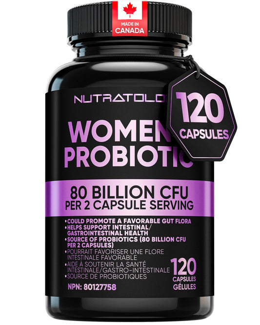 Nutratology® Probiotics for Women | Canadian-Made | 40 Billion CFUs Per Capsule | 80 Billion CFUs Per Serving - Bloating Relief & Digestion - 4 Strains of Women's Probiotic for Gut Health -120 Count