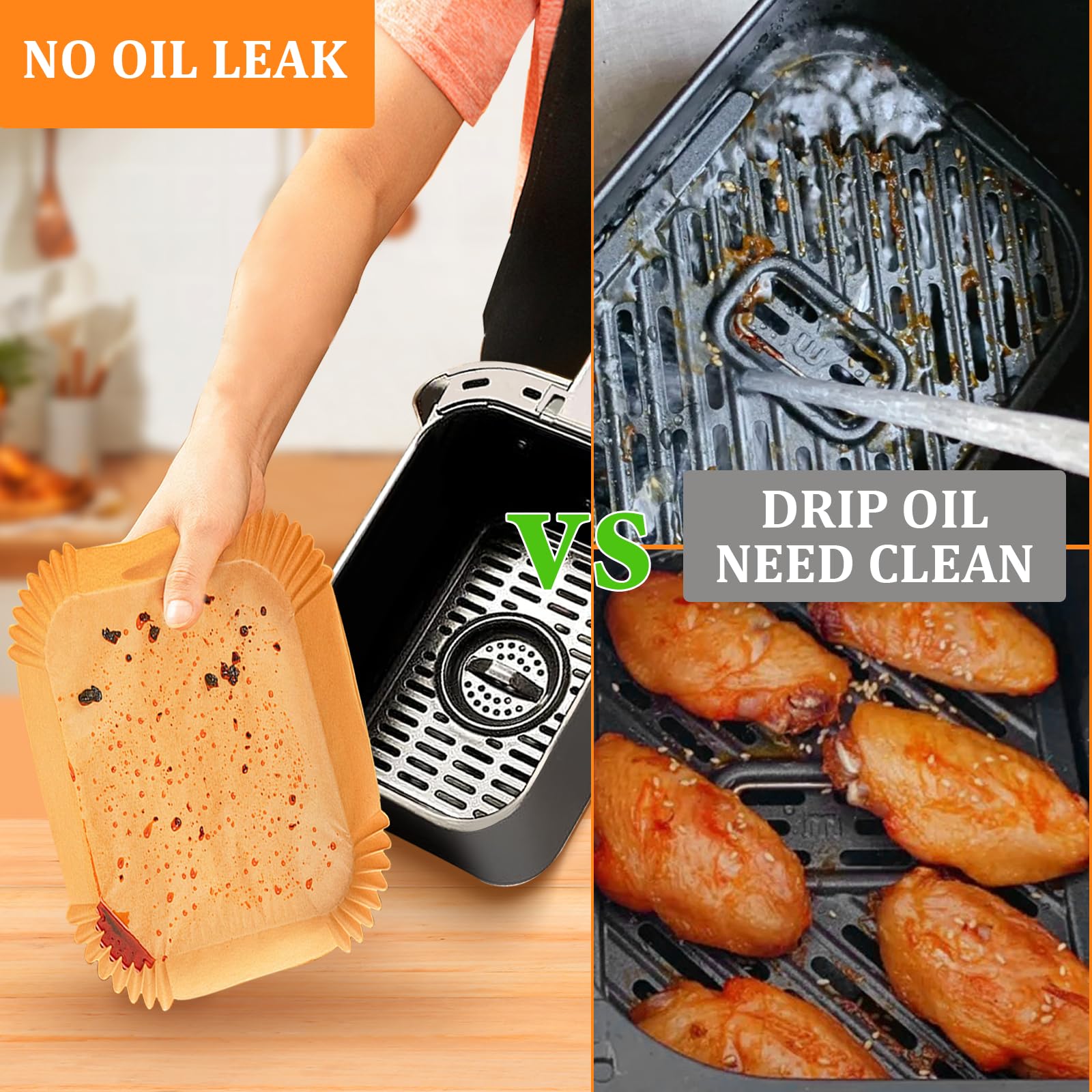 200PCS Air Fryer Liners for Ninja: Higher Non-Stick Disposable Parchment Paper Liner for Ninja DZ201/DZ401 Dual Airfryer Baking - Food Grade Ninja Air Fryer Accessories - Rectangle 8.6 x 5.5 inch - Available at All In One Marketplace Canada