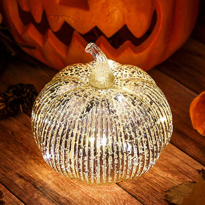 Hvfun 5.5 "(14cm) Mercury Glass Light up Pumpkin with Timer- Battery Operated Table Lamps for Festive Decoration-Thanksgiving Home Decoration Decorations (Silver) 🍁 All In One Marketplace Canada
