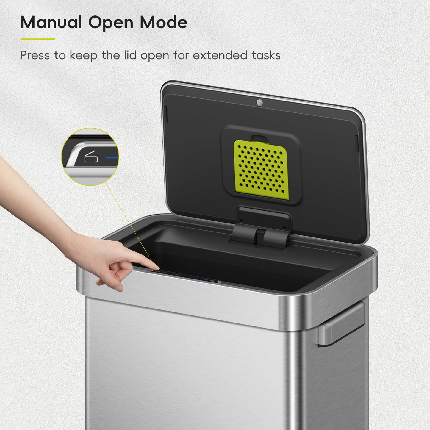 EKO Deluxe Mirage-T 50 Liter / 13.2 Gallon Touchless Rectangular Motion Sensor Trash Can, Matte Stainless Steel Finish 🍁 All In One Marketplace Canada
