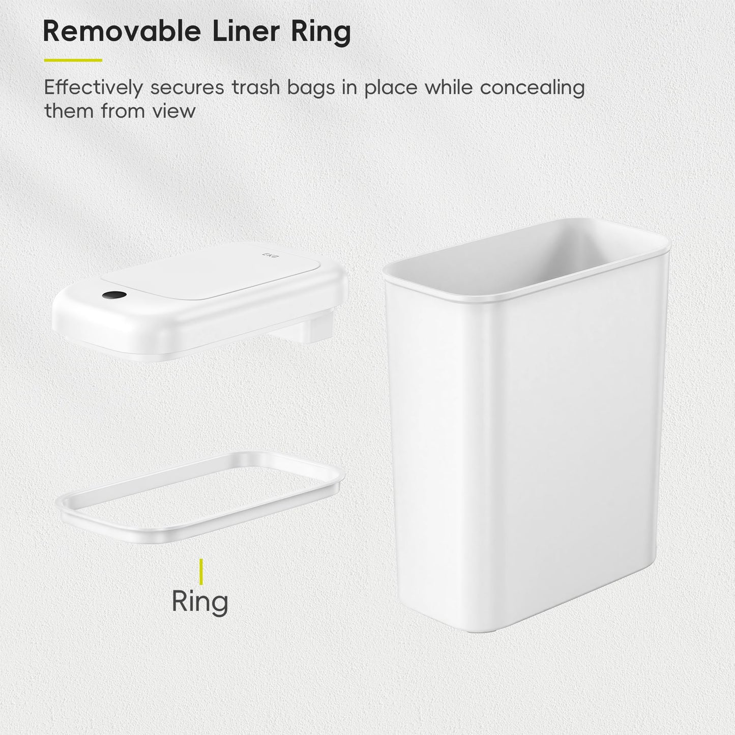 EKO Automatic Bathroom Trash Can with Lid, 2.6 Gallon Slim Touchless Garbage Can, Waterproof Motion Sensor Trash Bin for Bathroom, Office, Kitchen, White EKO