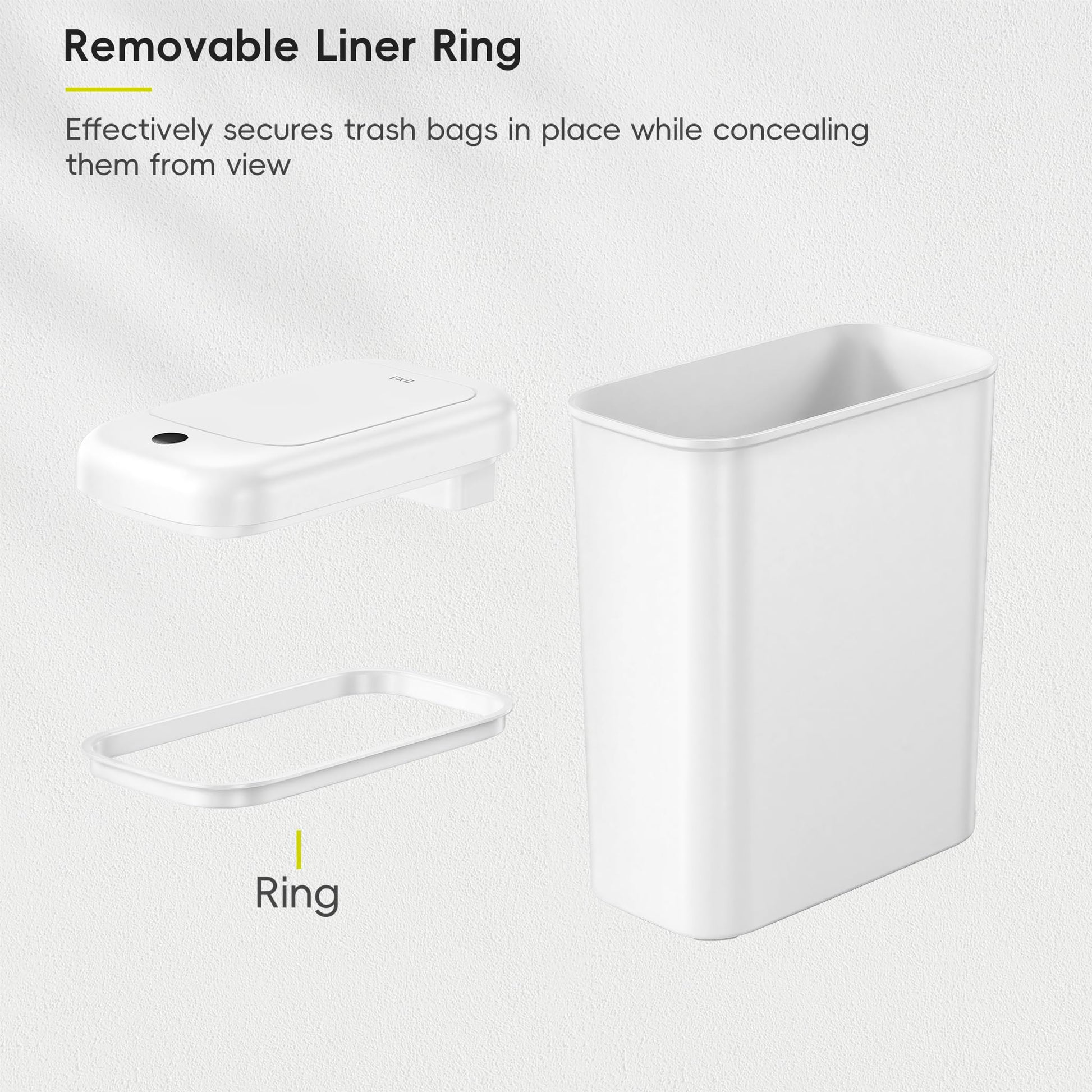 EKO Automatic Bathroom Trash Can with Lid, 2.6 Gallon Slim Touchless Garbage Can, Waterproof Motion Sensor Trash Bin for Bathroom, Office, Kitchen, White EKO