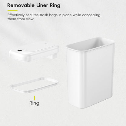 EKO Automatic Bathroom Trash Can with Lid, 2.6 Gallon Slim Touchless Garbage Can, Waterproof Motion Sensor Trash Bin for Bathroom, Office, Kitchen, White EKO
