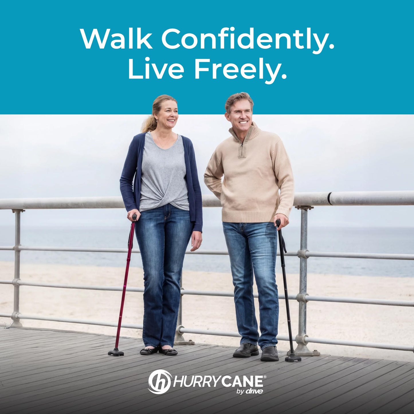 HurryCane Freedom Edition Folding Walking Cane, Black HurryCane