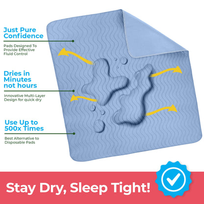 Utopia Bedding (Pack of 2) Waterproof Incontinence Pads Quilted Washable & Absorbent Bed Pad for Adults and Kids 34 x 36 inches (Blue)