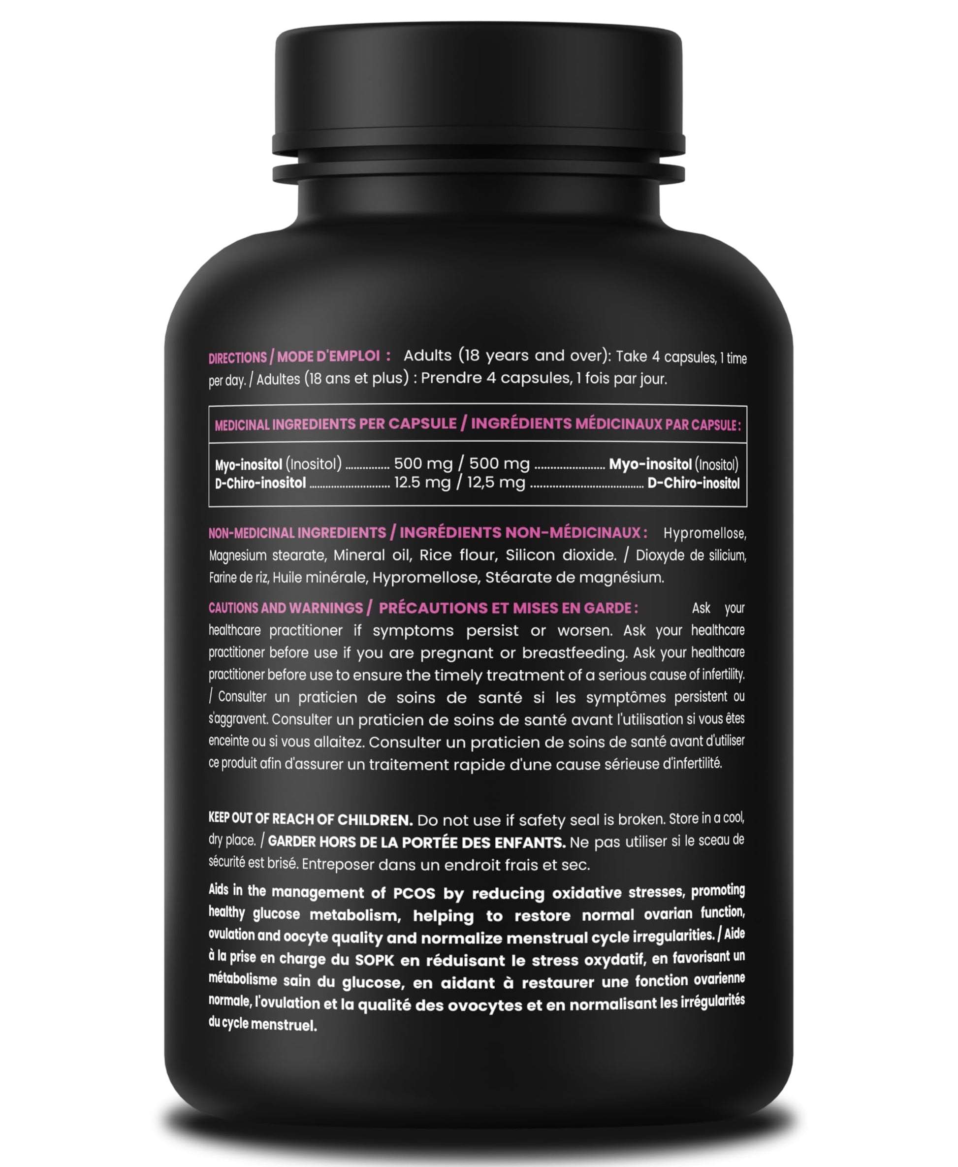 Inositol Supplement for Women | 180 Count | Myo & D-Chiro Inositol 2000 mg + 50 mg, Ideal 40:1 Ratio | Hormone Balance Support | PCOS & PMOS Supplement for Women | Menstrual Cycle & Ovarian Health Support - Available at All In One Marketplace Canada