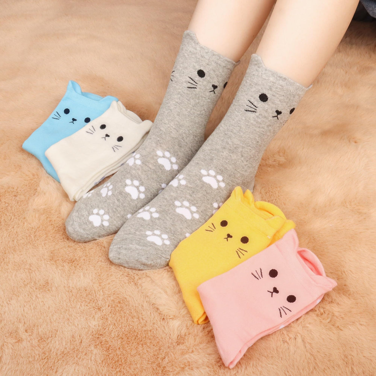 Jeasona 5 Pairs Cat Socks for Women Cat Gifts for Women Christmas 🍁 All In One Marketplace Canada