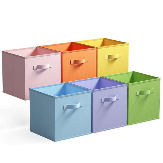 GRANNY SAYS Cube Storage Bins, Pack of 6 Fabric Storage Cubes 11 x 11, Collapsible Square Storage Boxes for Shelves, Cube Bac de Rangement, Cubby Storage Bins for Organising Accessories, Colorful GRANNY SAYS