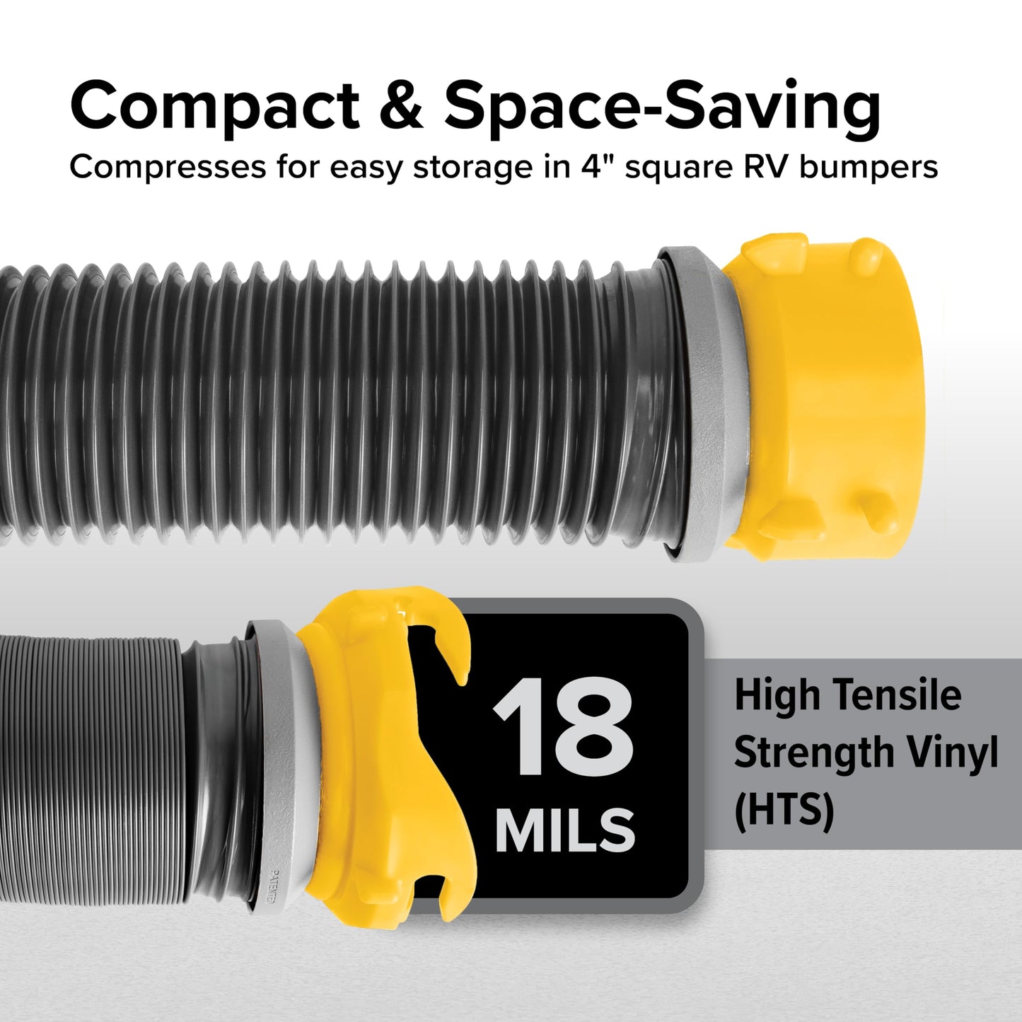 Camco 39665 Deluxe 10' Sewer Hose Extension - Heavy Duty Design with Swivel Fittings, Easy To Use and Compresses For Simple Storage, Storage Caps Included , Gray 🍁 All In One Marketplace Canada