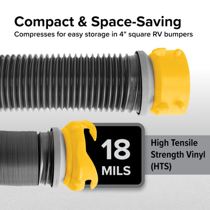 Camco 39665 Deluxe 10' Sewer Hose Extension - Heavy Duty Design with Swivel Fittings, Easy To Use and Compresses For Simple Storage, Storage Caps Included , Gray 🍁 All In One Marketplace Canada