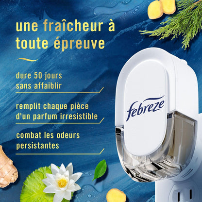 Febreze Plug In Air Freshener, Odor-Fighting Scented Oil Refill for Home and Bathroom and Kitchen, Long Lasting for Strong Odors, Ocean & Mountain Scents, 4 Count Febreze