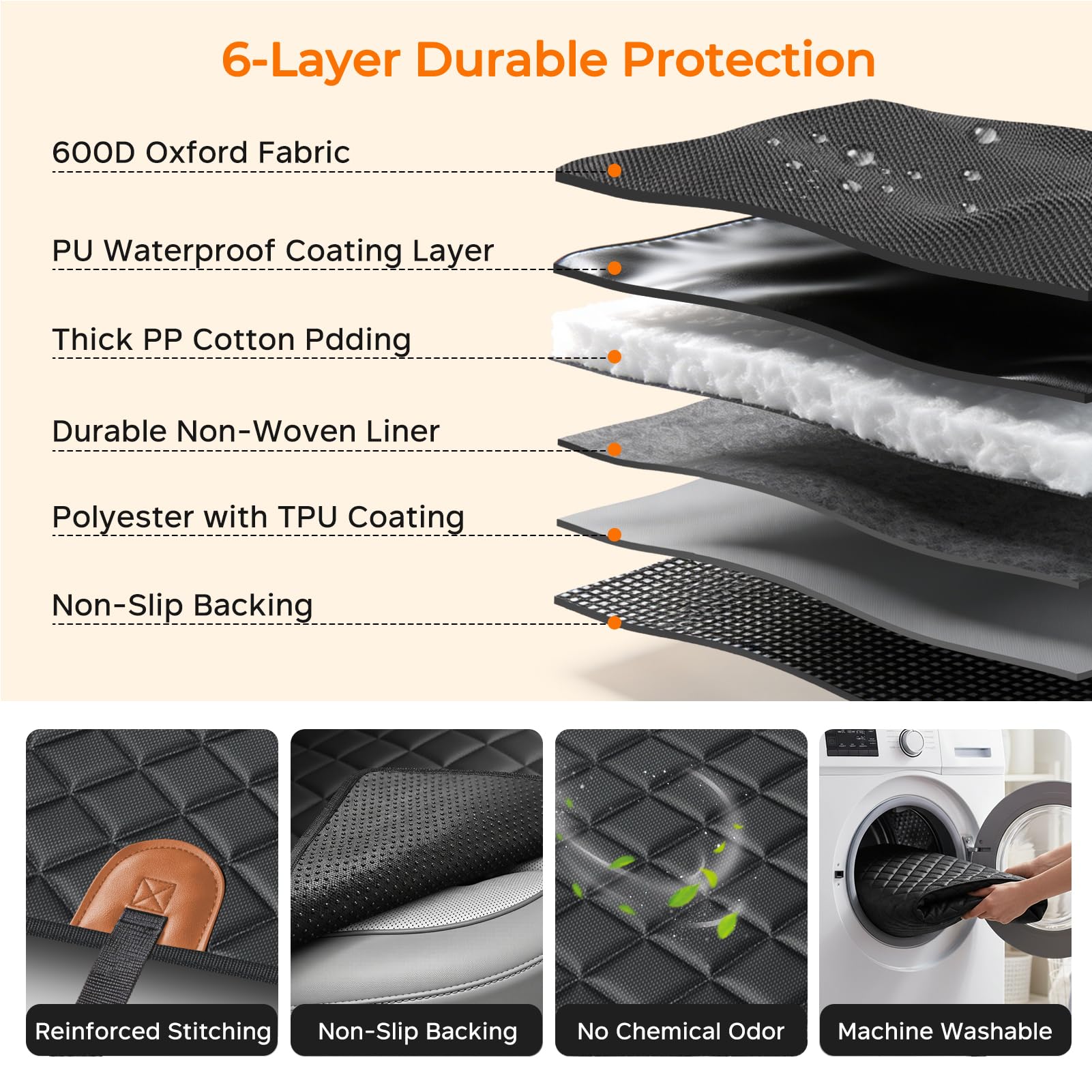URPOWER Dog Car Seat Cover for Pets 100% Waterproof Seat Cover Hammock 600D Heavy Duty Scratch Proof Nonslip Durable Soft Back Seat Covers for Cars Trucks and SUVs
