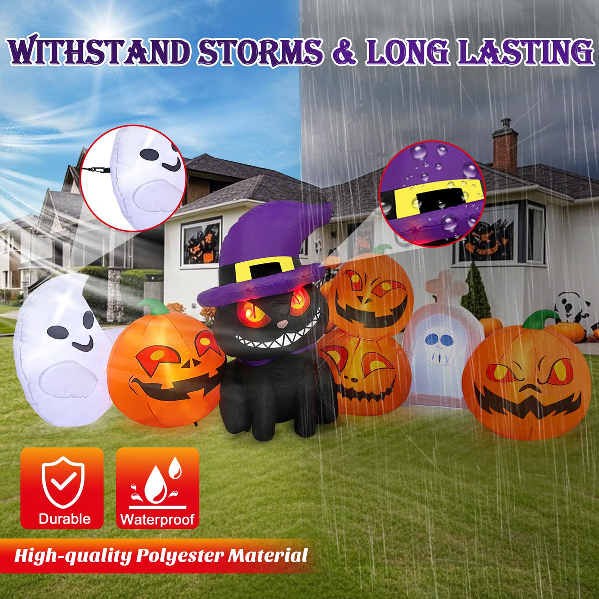 Danxilu 8FT Halloween Inflatables Outdoor Decorations Blow Up Pumpkin & Cat 🍁 All In One Marketplace Canada