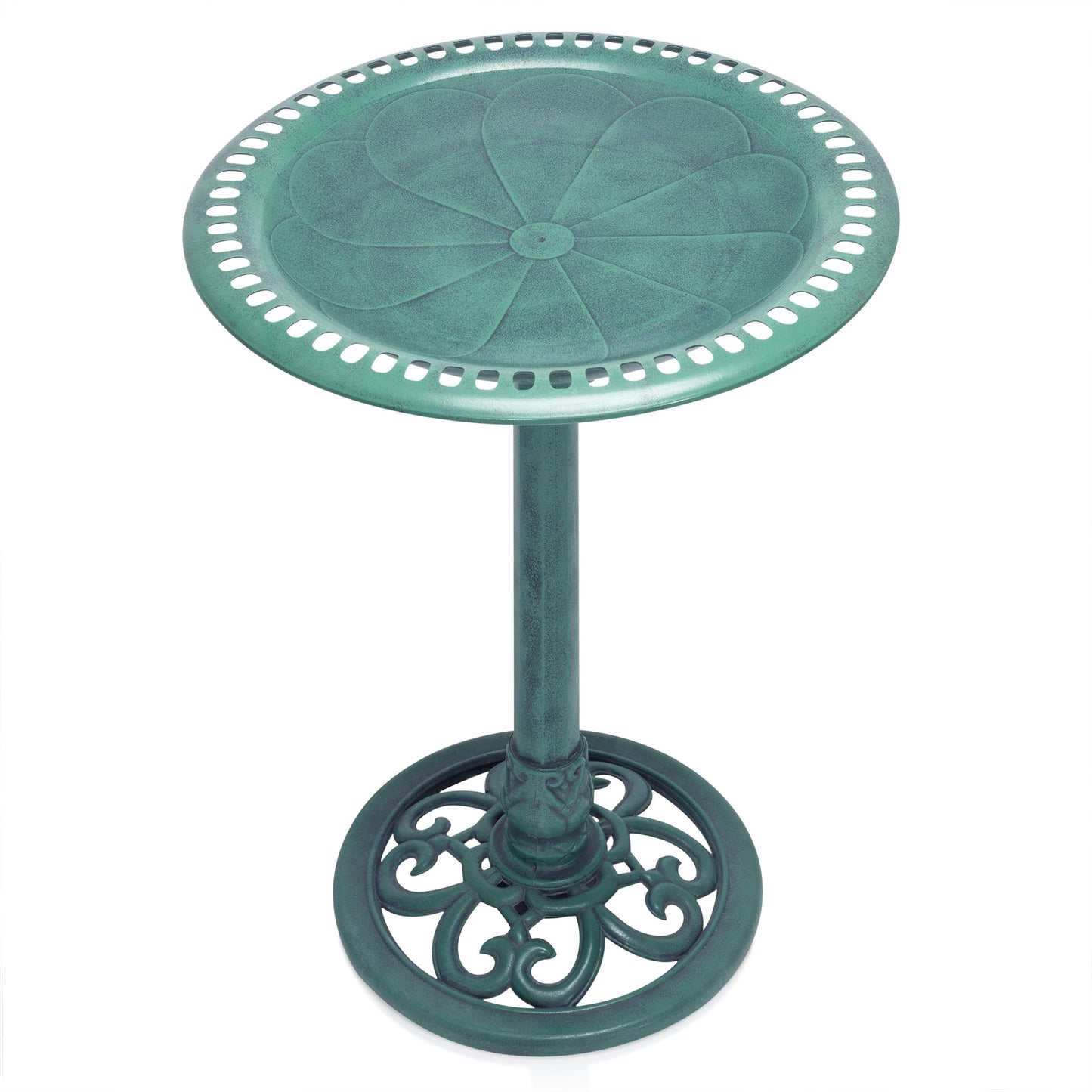 Alpine Corporation 28" Tall Outdoor Birdbath with Scrollwork Decoration Yard Statue 🍁 All In One Marketplace Canada