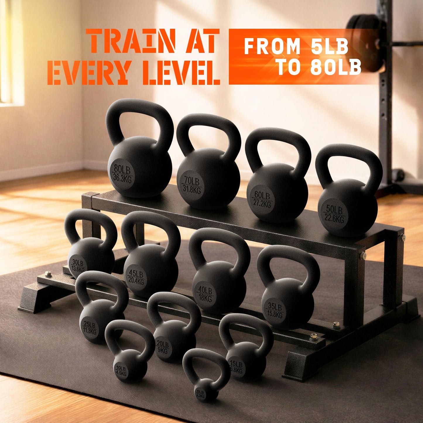 Yes4All Solid Cast Iron Kettlebell Weights Set – Great for Full Body Workout and Strength Training – Kettlebell 25 lbs (Black)