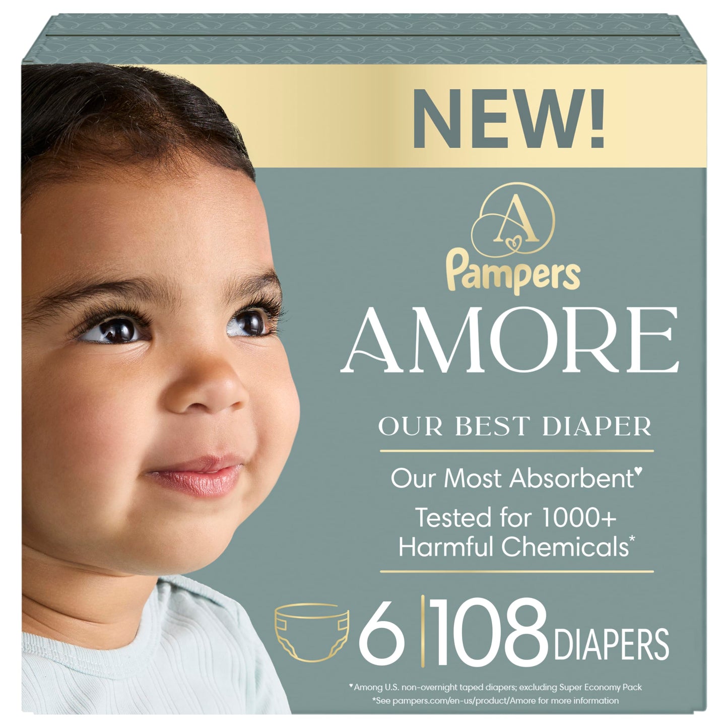 Pampers AMORE, Size 6, Our Best Diaper, 1 Pack (Count of 108)