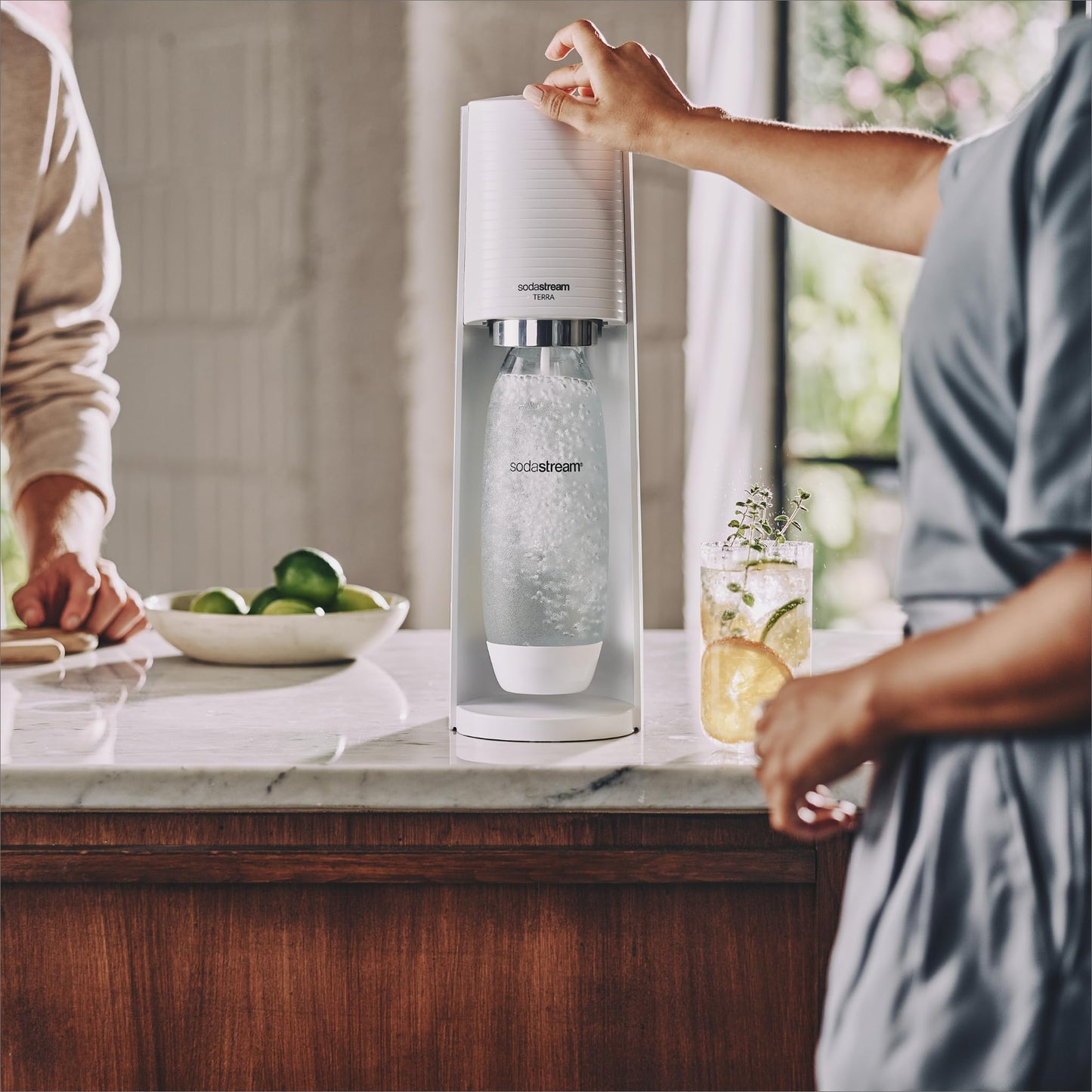 SodaStream Terra Sparkling Water Maker Bundle (White), with CO2, DWS Bottle, and Bubly Drops Flavors Sodastream
